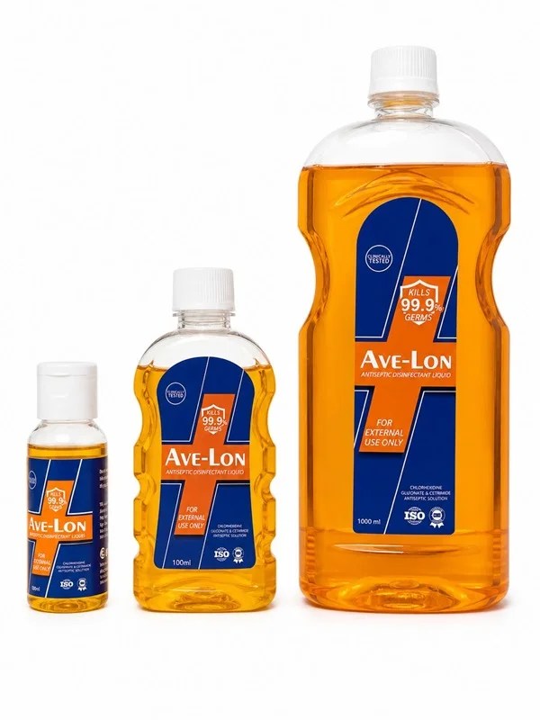 Avelon antiseptic disinfectant liquid in three sizes
